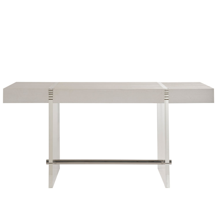 Soft White Oak Writing Desk with Acrylic Legs and Drawer
