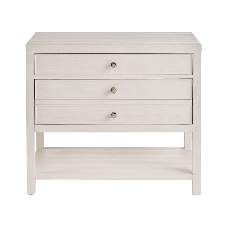 White Sand Coastal 2-Drawer Nightstand with Open Shelf