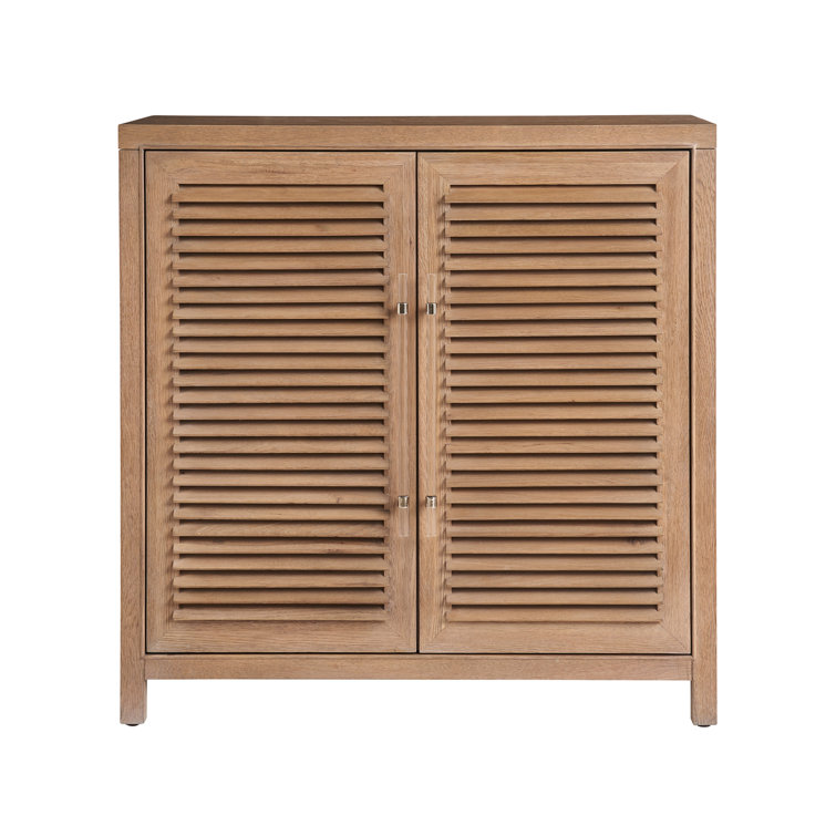 Natural Tan Oak Coastal Bar Cabinet with Wine Storage