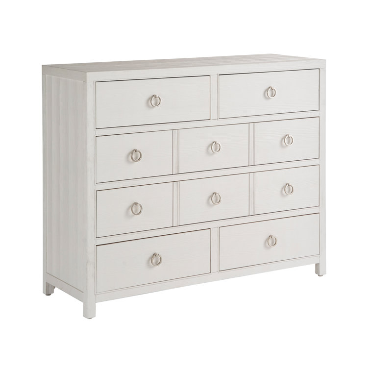 White Coastal 6-Drawer Soft Close Dresser with Felt Lined Drawer