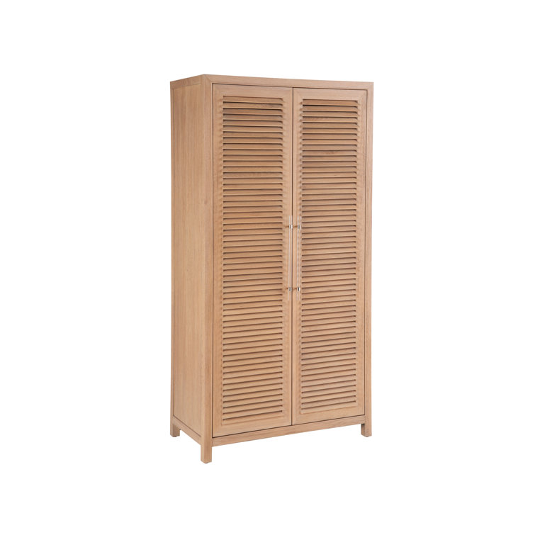 Nautical Oak Brown Wardrobe Cabinet with Adjustable Shelving