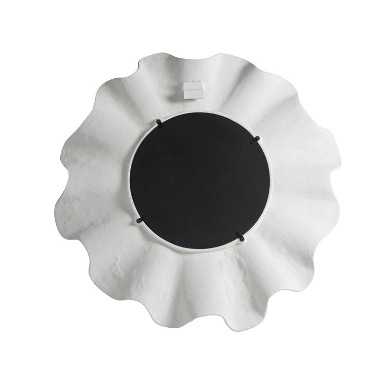 41" White Cast Aluminum Round Scallop Mirror