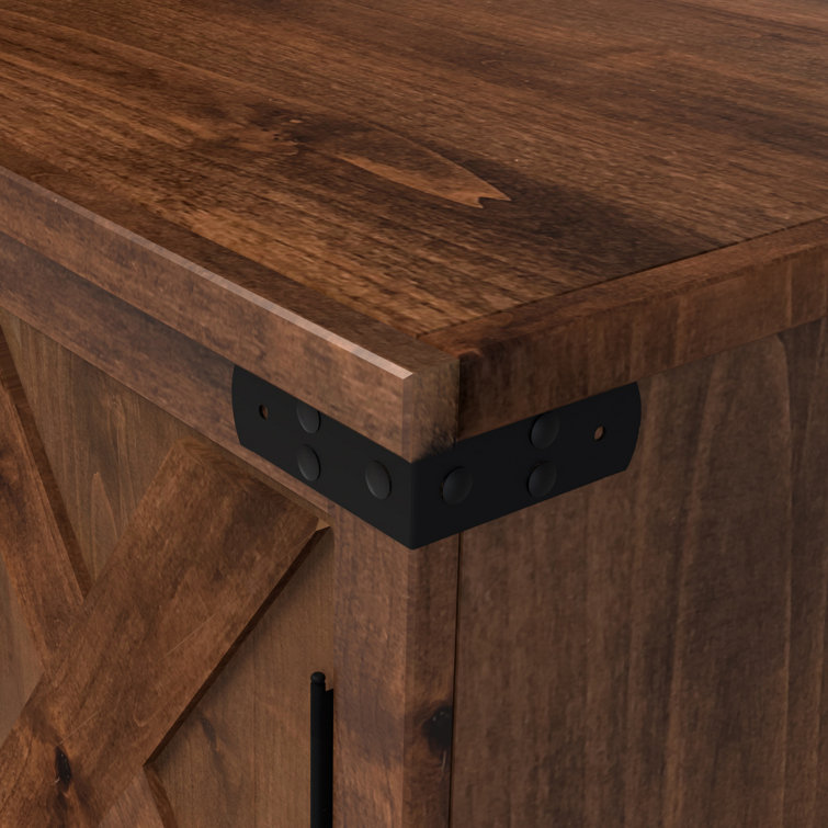 Industrial Knotty Alder 48'' Coffee Table with Barn-Style Storage