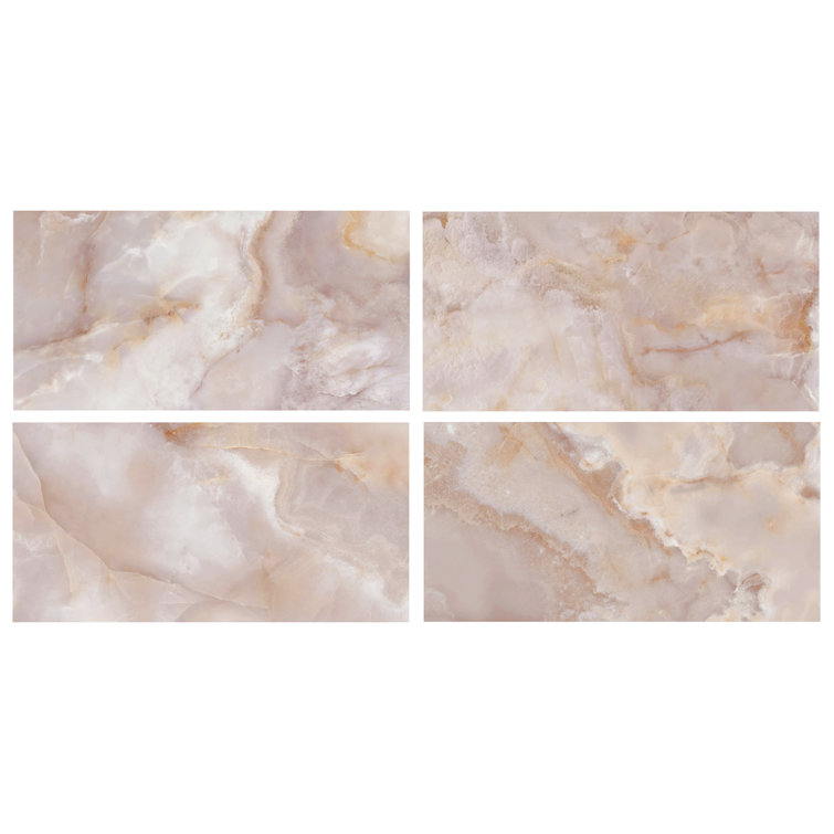 Calla 24" x 47" Coral Porcelain Marble Look Wall & Floor Tile