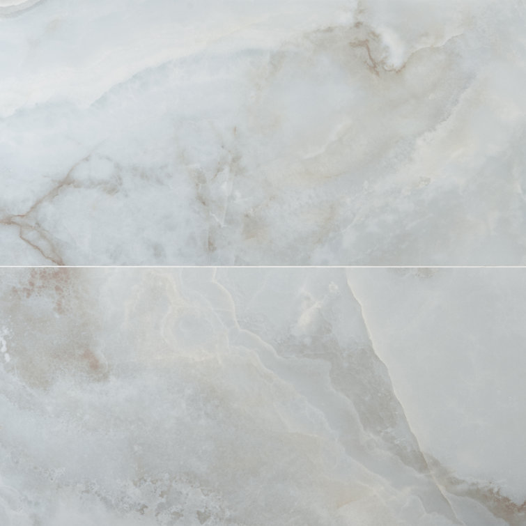 Bijou 24" x 48" Gray Polished Porcelain Marble Look Tile