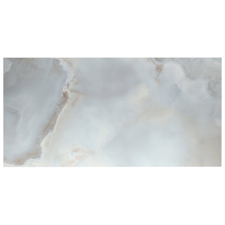 Bijou 24" x 48" Gray Polished Porcelain Marble Look Tile