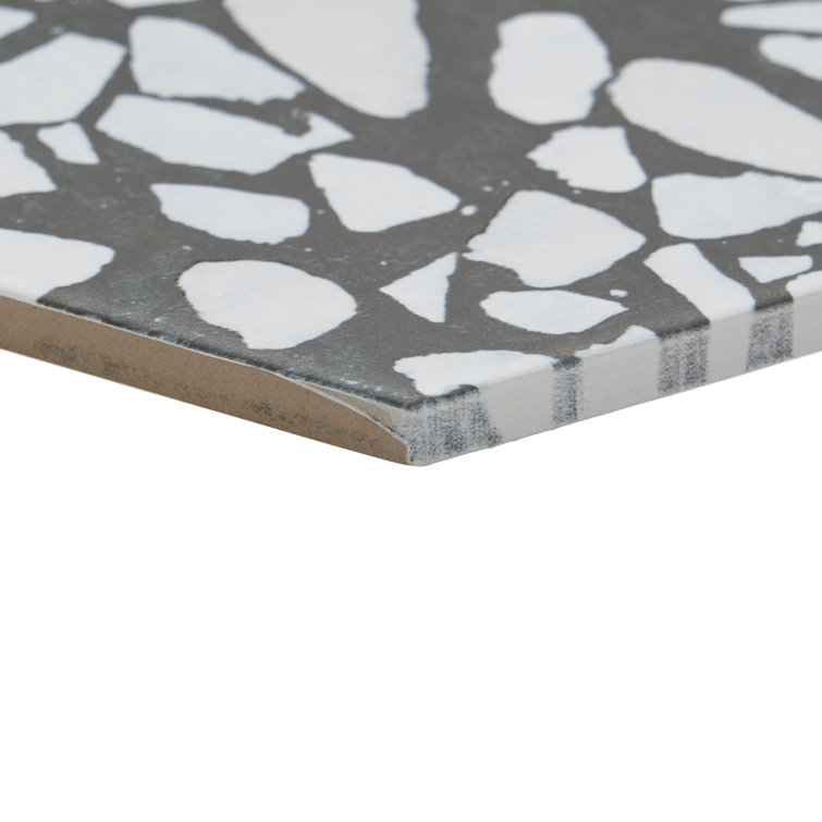 Jurassic Hex 9" Black and White Porcelain Tile