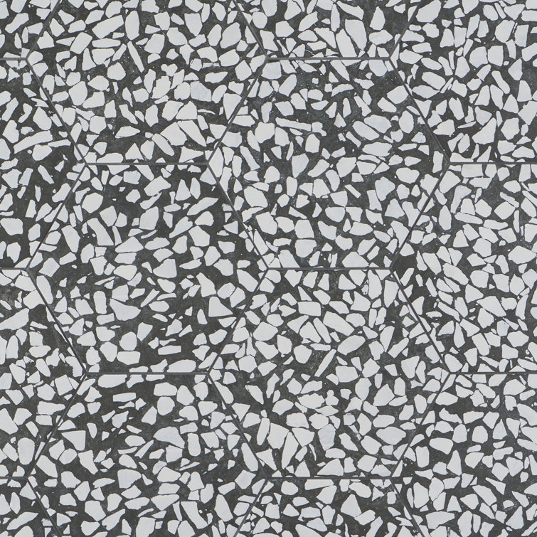 Jurassic Hex 9" Black and White Porcelain Tile