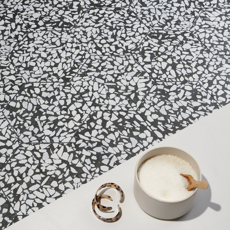 Jurassic Hex 9" Black and White Porcelain Tile