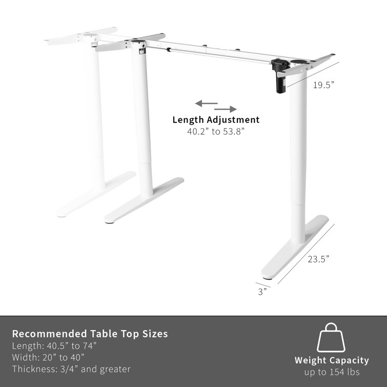 White Adjustable Electric Single Motor Computer Desk Frame