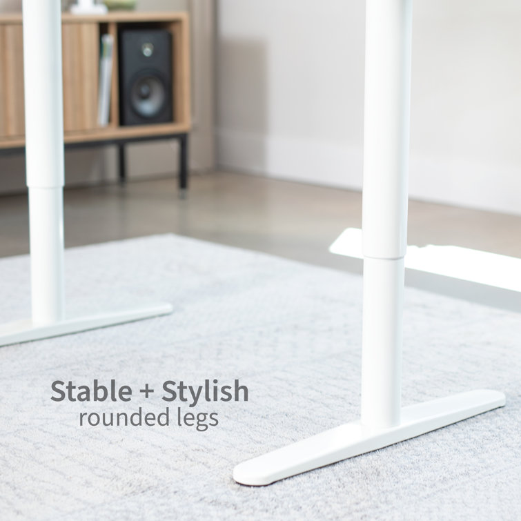 White Adjustable Electric Single Motor Computer Desk Frame