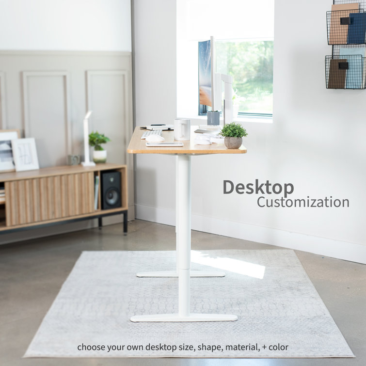 White Adjustable Electric Single Motor Computer Desk Frame