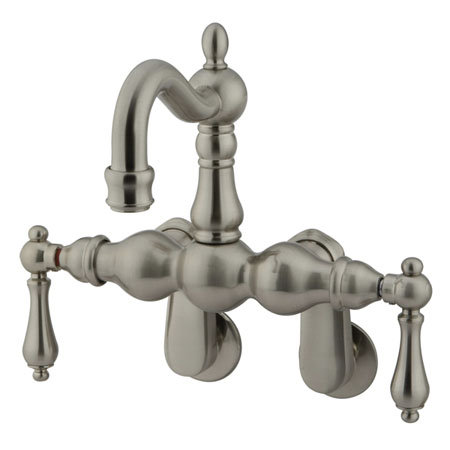 Satin Nickel Double Handle Wall Mounted Clawfoot Tub Faucet