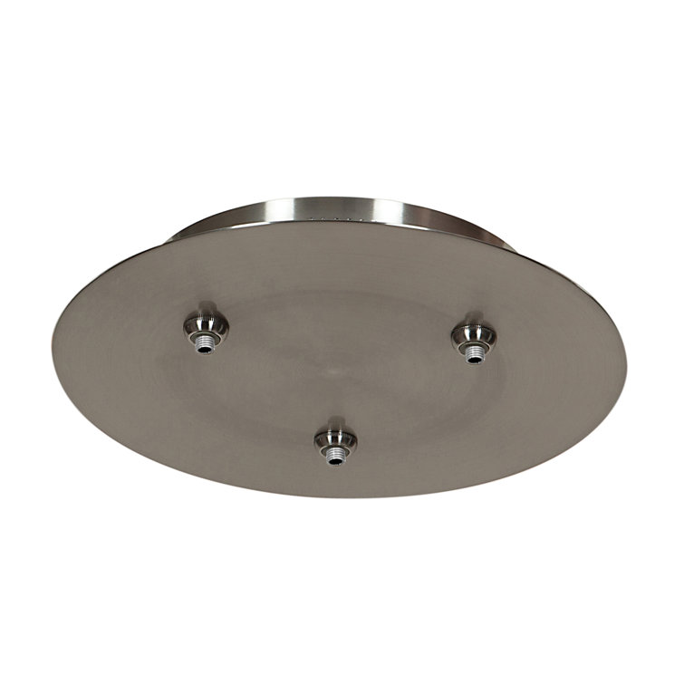 Brushed Steel 12" Round LED 3-Port Pendant Canopy