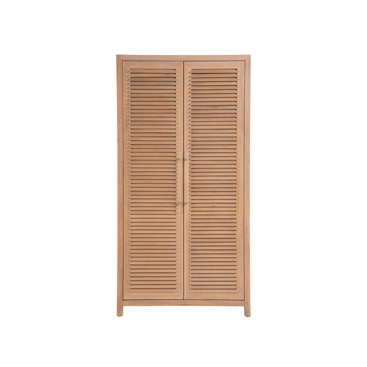 Nautical Oak Brown Wardrobe Cabinet with Adjustable Shelving