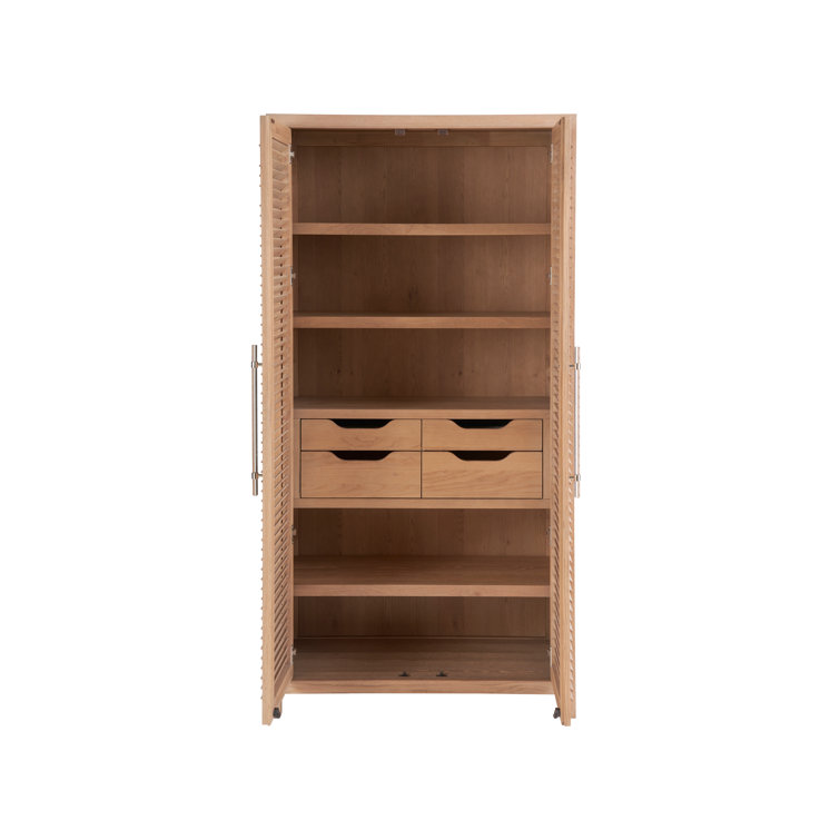 Nautical Oak Brown Wardrobe Cabinet with Adjustable Shelving