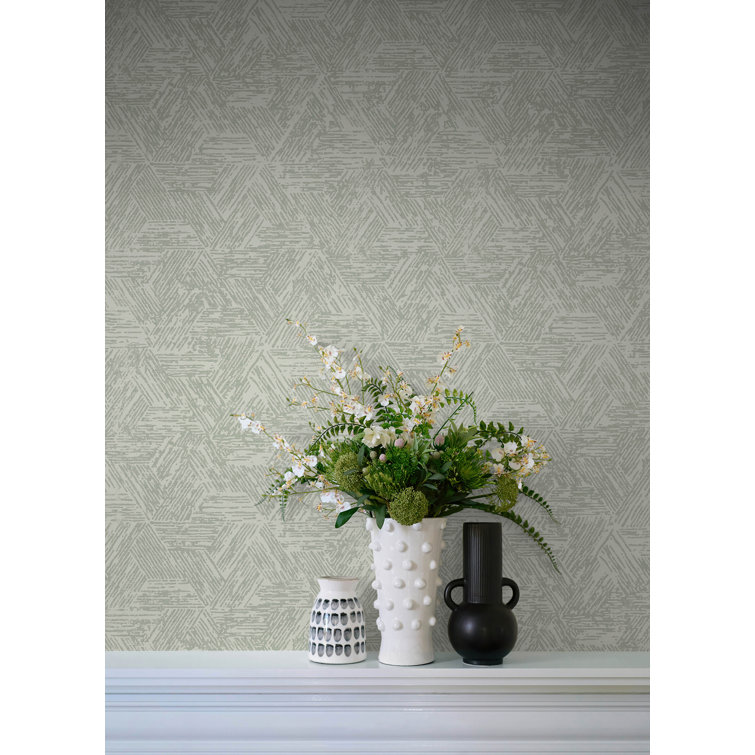 Sea Green Geometric Non-Pasted Washable Wallpaper