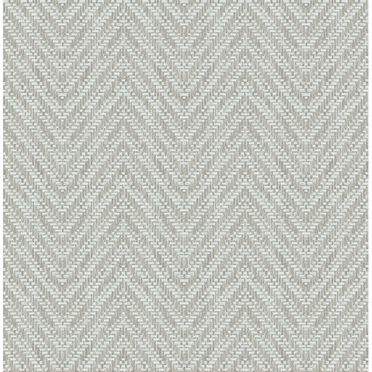 Sterling Gray Grasscloth Chevron Wallpaper Roll