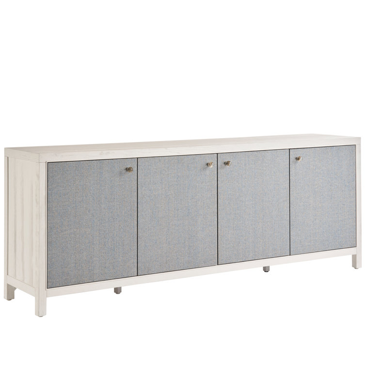 White and Seagrass 85'' Coastal Credenza