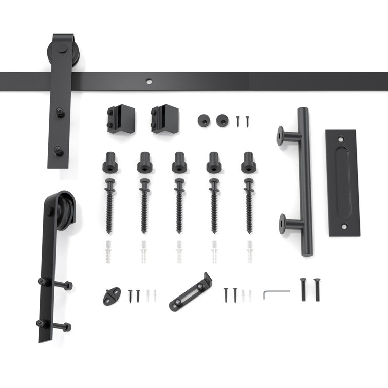 Gray Frosted Glass and MDF Sliding Barn Door with Hardware Kit