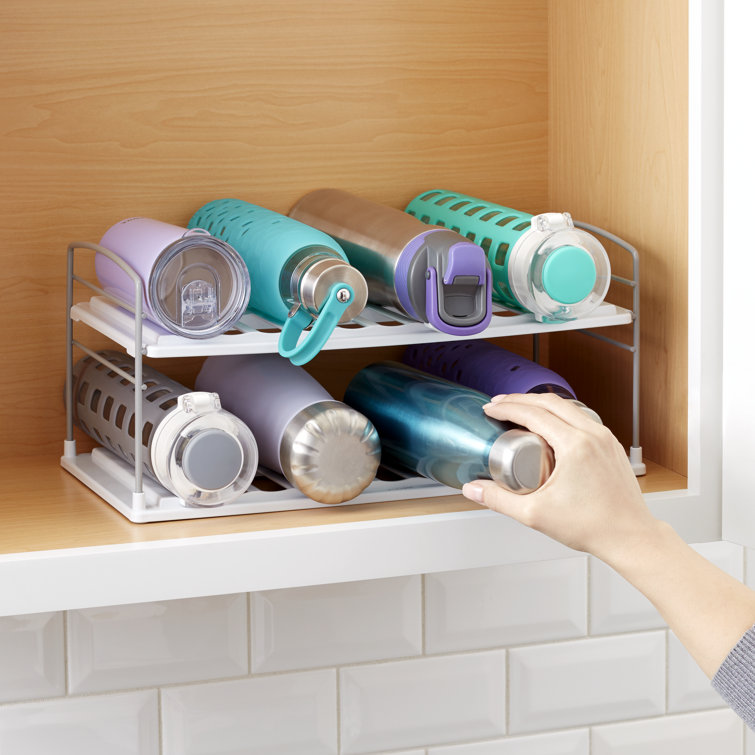Adjustable 2-Shelf Wide Steel Bottle & Mug Organizer