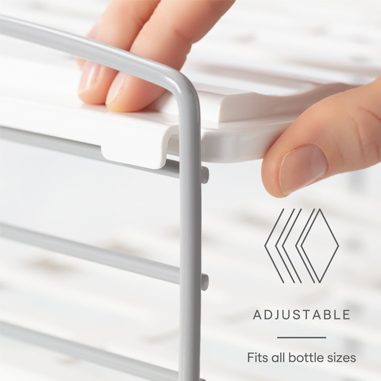 Adjustable 2-Shelf Wide Steel Bottle & Mug Organizer