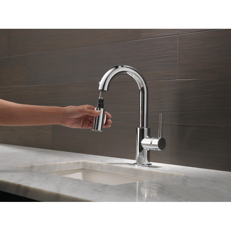 Chrome 13" Brass Deck Mounted Bar/Prep Faucet with Pull-out Spray