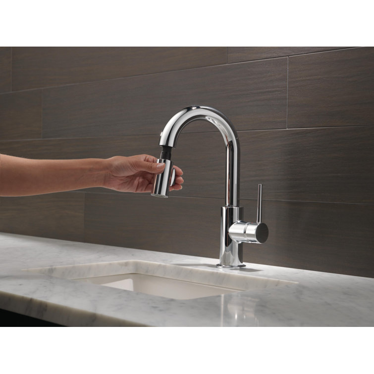 Chrome 13" Brass Deck Mounted Bar/Prep Faucet with Pull-out Spray