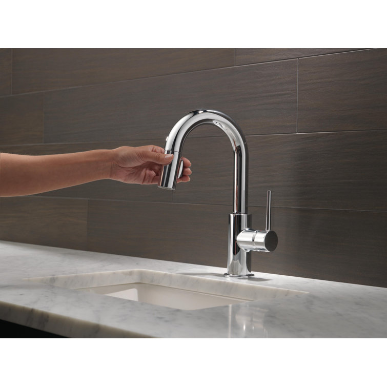 Chrome 13" Brass Deck Mounted Bar/Prep Faucet with Pull-out Spray