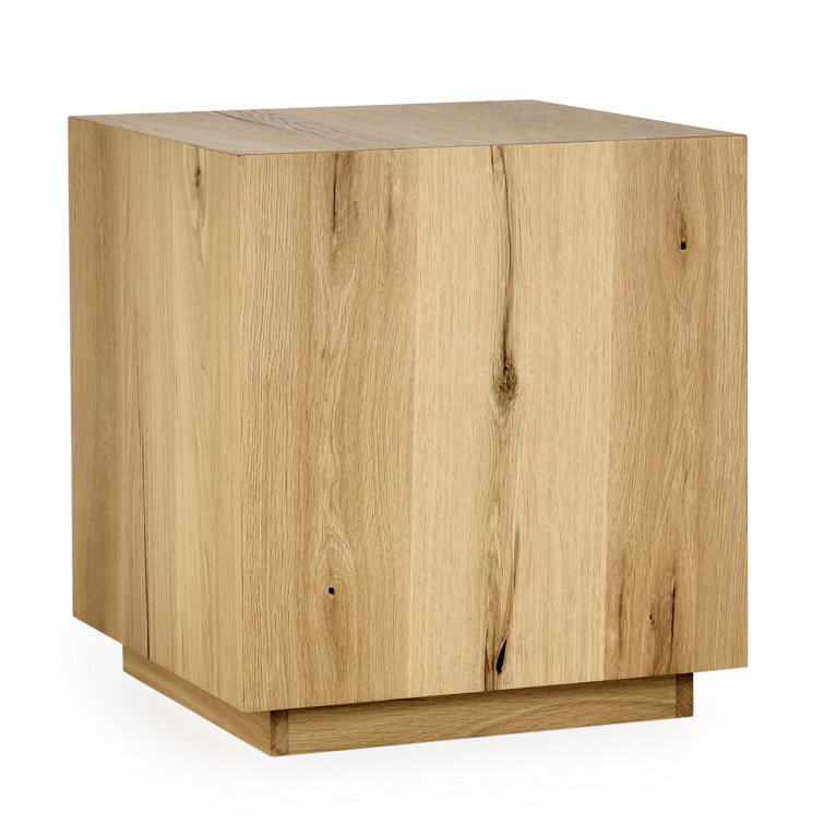 Natural Oak Wood Square End Table with Clean Lines