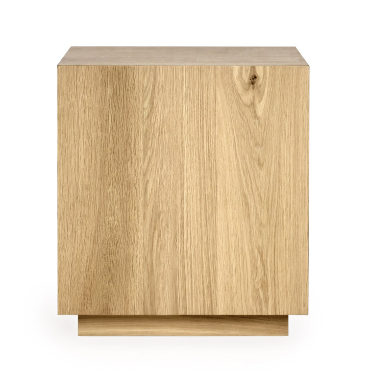 Natural Oak Wood Square End Table with Clean Lines