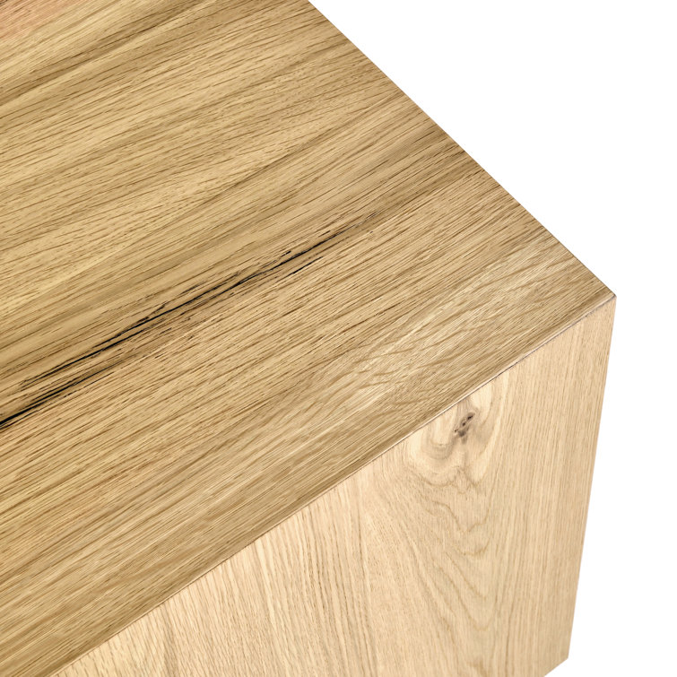 Natural Oak Wood Square End Table with Clean Lines