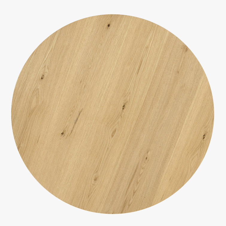 Natural Round Wood Grain Coffee Table with Wheels