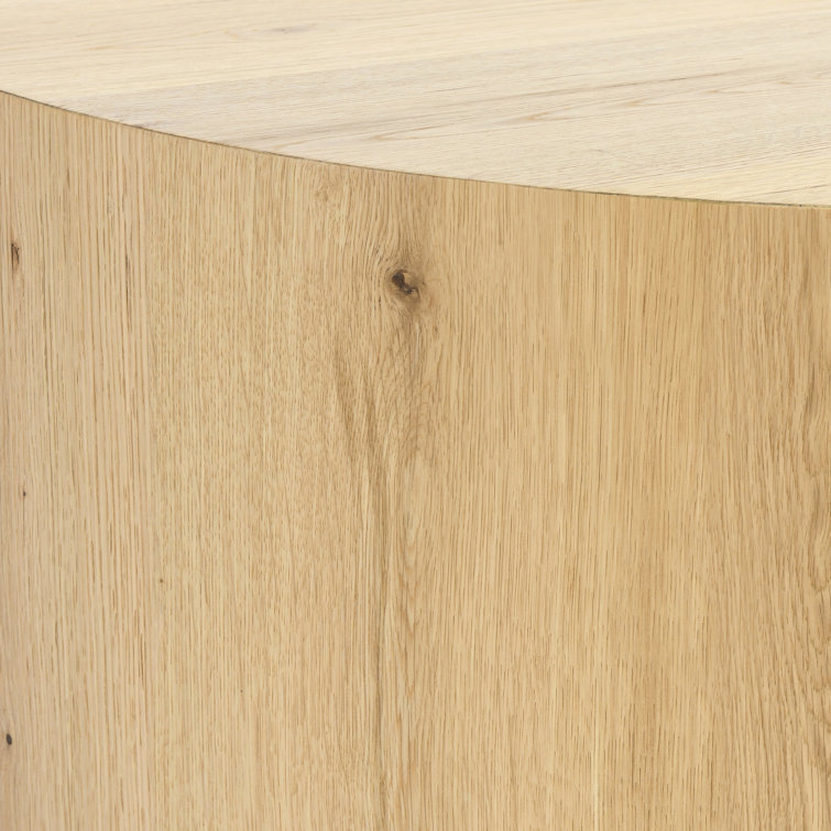 Natural Round Wood Grain Coffee Table with Wheels