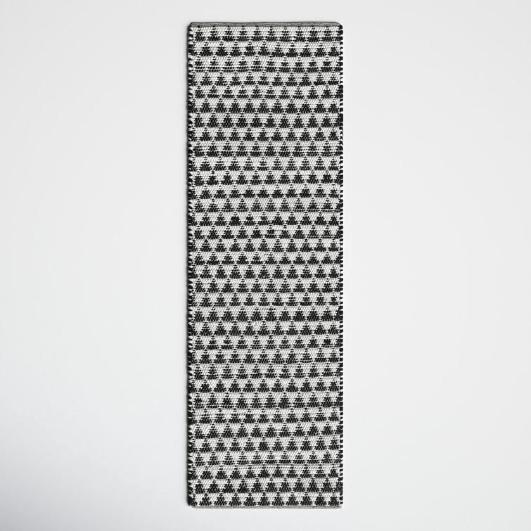 Elisha Black and White Geometric Hand-Woven Runner Rug