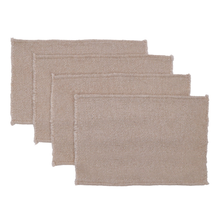Beige Woven Fabric Rectangle Placemats Set of 4