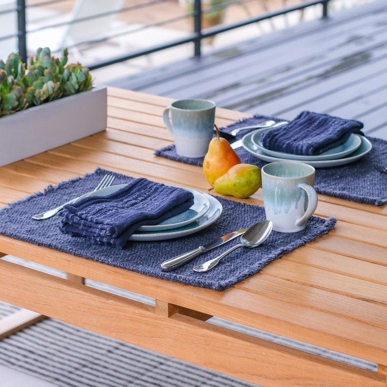 Beige Woven Fabric Rectangle Placemats Set of 4