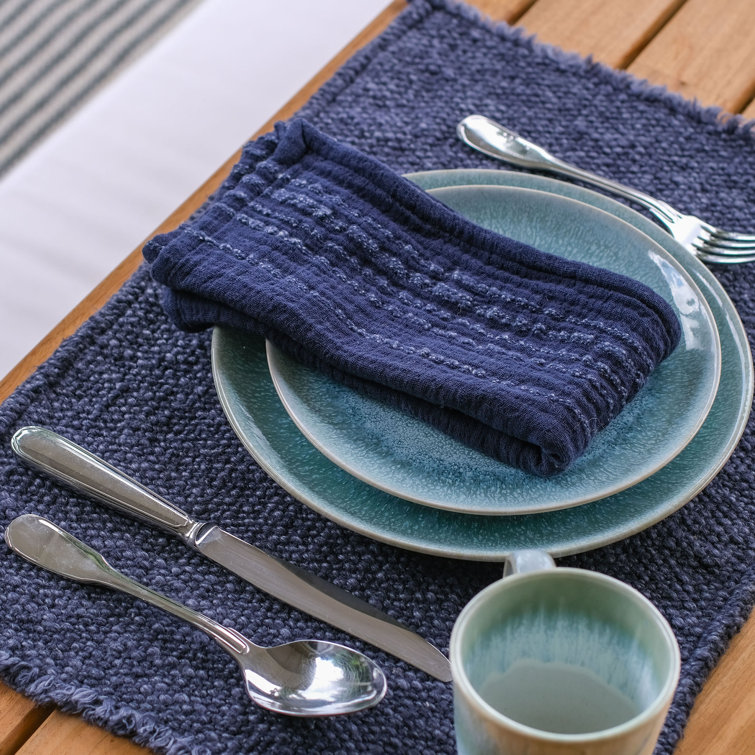 Beige Woven Fabric Rectangle Placemats Set of 4