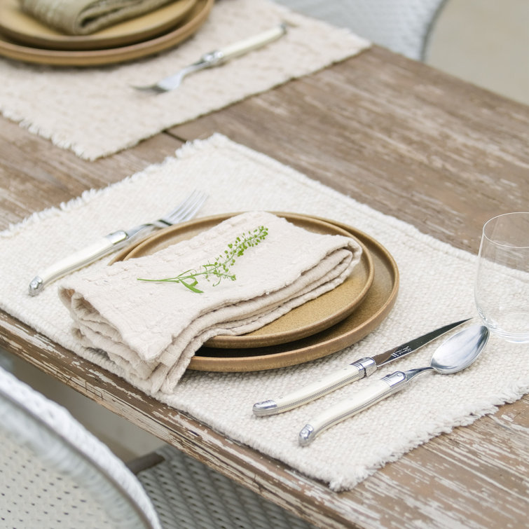 Beige Woven Fabric Rectangle Placemats Set of 4