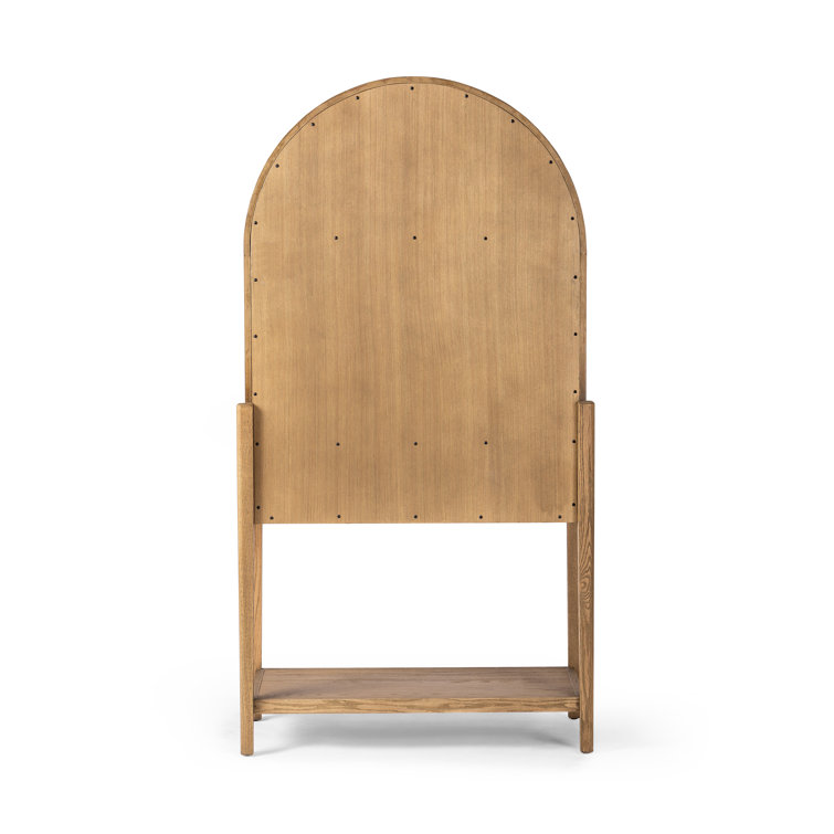 Drifted Oak and Antique Brass Arched Bar Cabinet