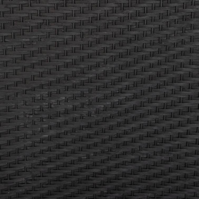 Black Woven Cane Front Bar Cabinet with Cross Legs