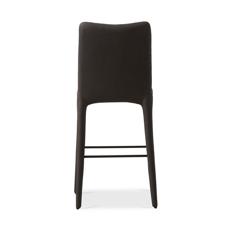 Heritage Graphite Top Grain Leather Counter Stool with Iron Legs