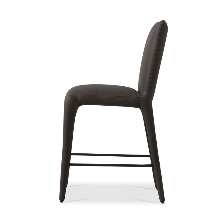 Heritage Graphite Top Grain Leather Counter Stool with Iron Legs