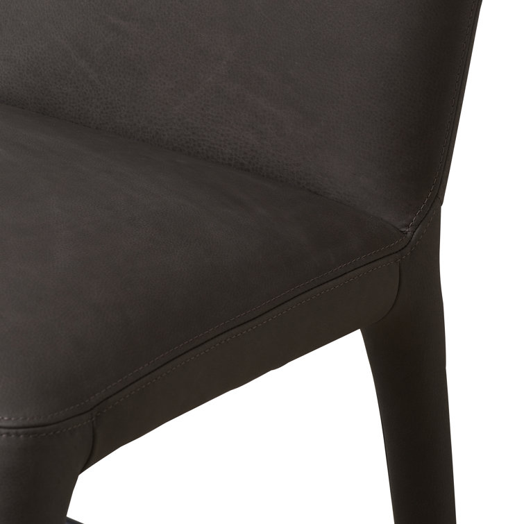 Heritage Graphite Top Grain Leather Counter Stool with Iron Legs