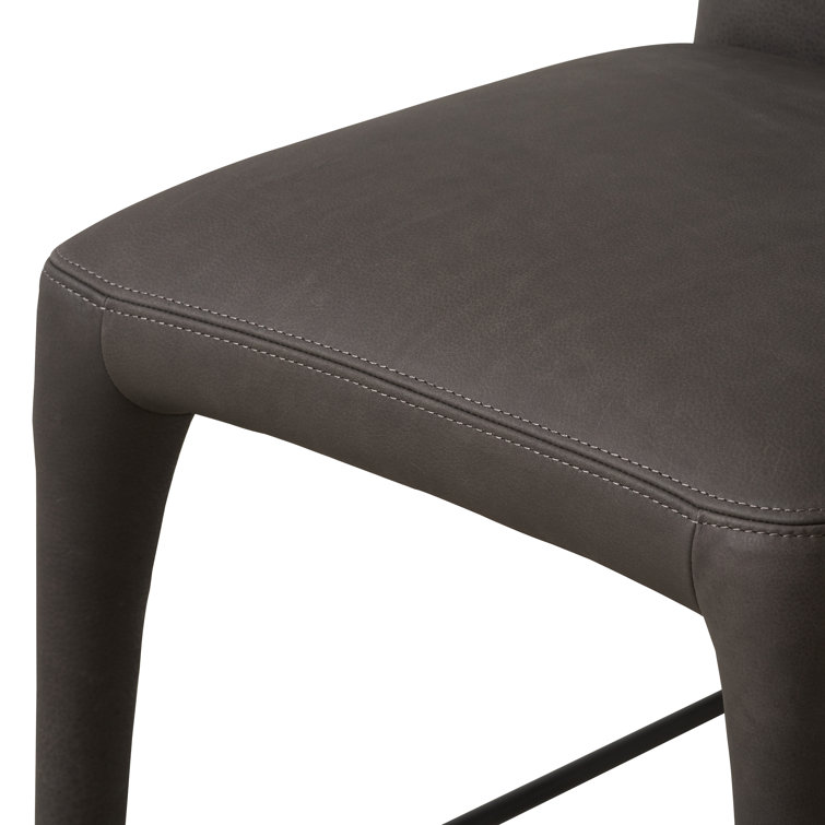 Heritage Graphite Top Grain Leather Counter Stool with Iron Legs