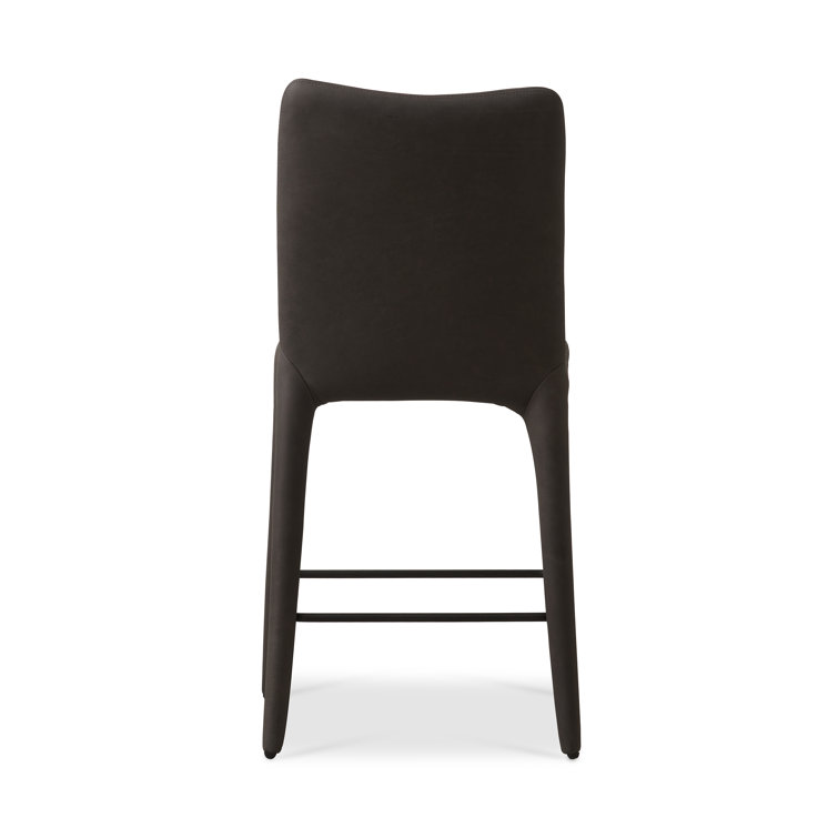 Heritage Graphite Top Grain Leather Counter Stool with Iron Legs