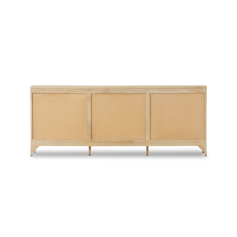 Natural Mango Wood 9-Drawer Dresser with Cane Front
