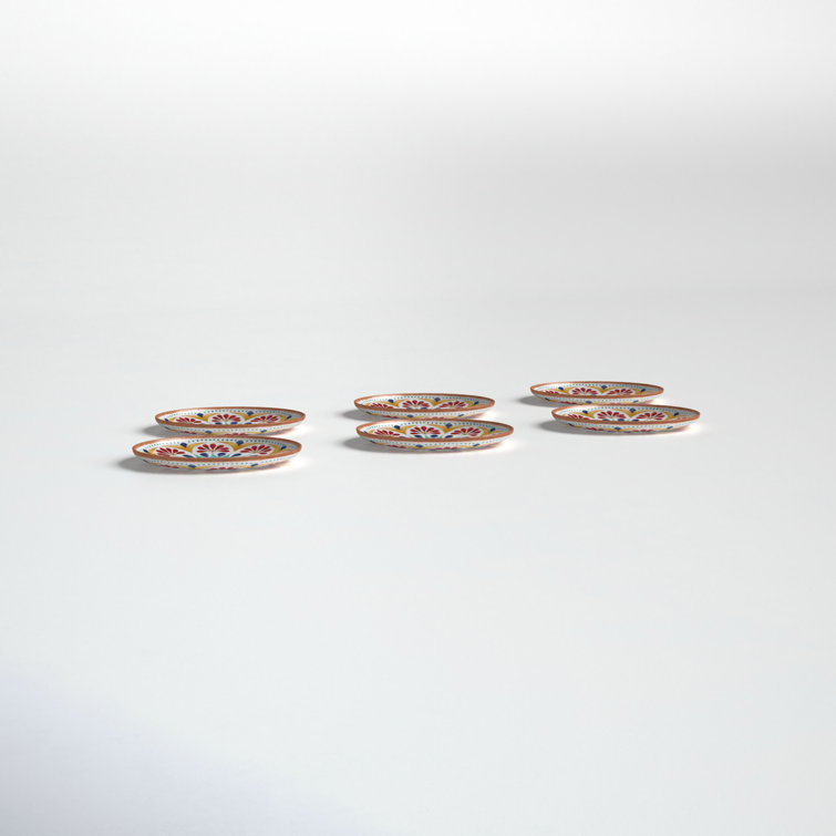 Eddie Medallion Vibrant Gloss Finish Melamine Salad Plate Set of 6