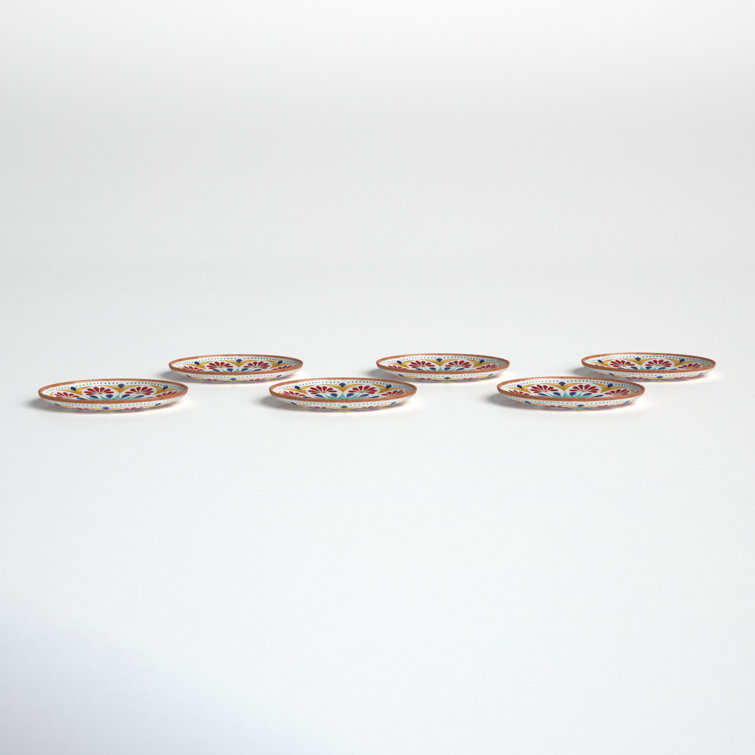 Eddie Medallion Vibrant Gloss Finish Melamine Salad Plate Set of 6