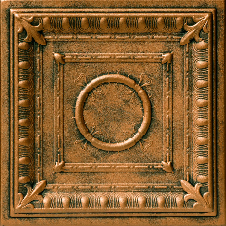 Antique Bronze Polystyrene Glue-Up Ceiling Tile, 1.6 ft x 1.6 ft